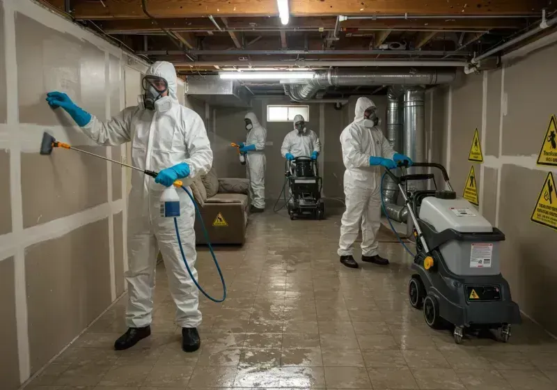 Basement Moisture Removal and Structural Drying process in Harwich Port, MA